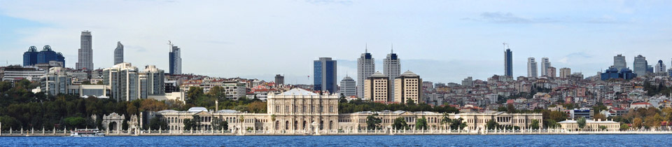 Dolmabahce Palace and Istanbul's skyscrapers